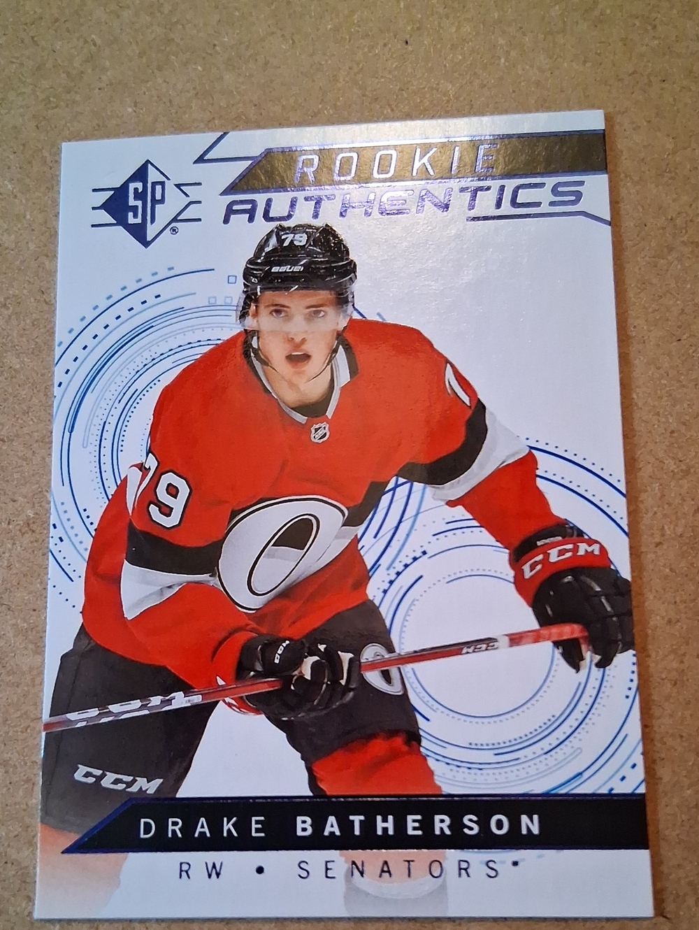 Drake Batherson Rookie Authentics Hockey Card - Red/Black